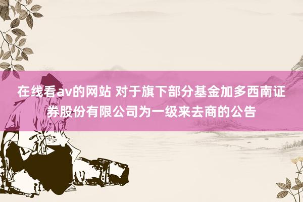 在线看av的网站 对于旗下部分基金加多西南证券股份有限公司为一级来去商的公告
